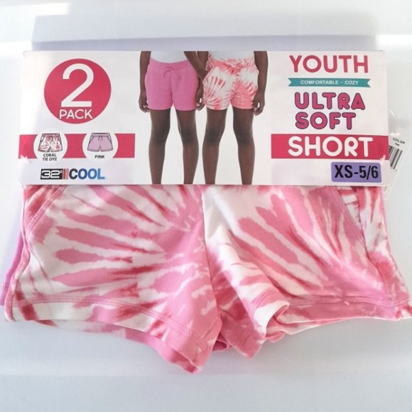 32 Degrees Cool Youth Girls 2-Pack Short Pink XS 5/6 - Picture 1 of 8